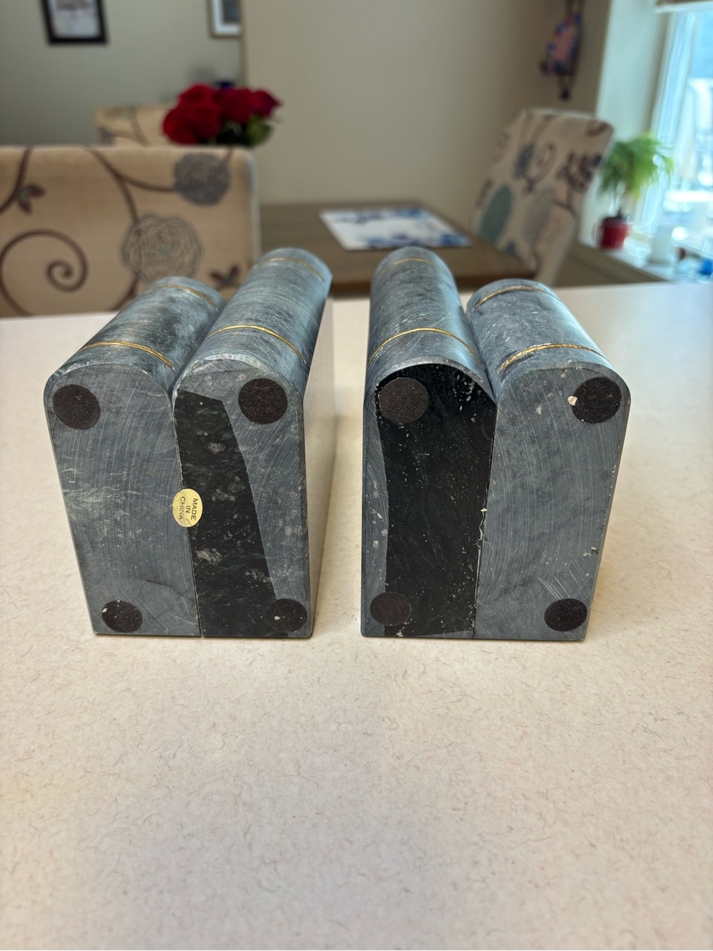 Vintage Heavy Green Marble Bookends Set of 2 12lb Pair - Picture 6 of 9